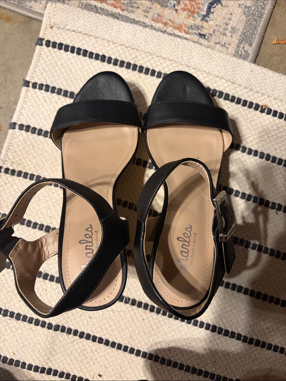 Charles by Charles David Black Open-Toe Wedges